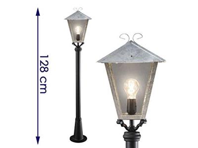 KonstSmide Landelijke tuinlampBenu 128cm zwart met zinkgrijs - 436-320
