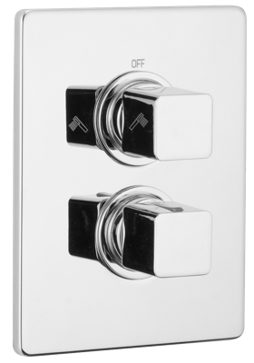 Pure Design Inbouwthermostaat met 2 uitgangen vierkant Pure Design Inbouwthermostaat met 2 uitgangen vierkant