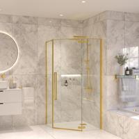 Vijfhoekige Douchecabine Sanivo Vigo 90x90x200 cm Geborsteld Messing Goud - thumbnail
