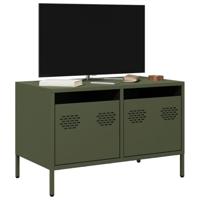 Tv-meubel 68x39x43,5 cm koudgewalst staal olijfgroen - thumbnail