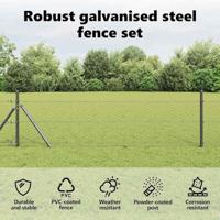 VidaXL Afrasteringspaal grijs 25 x 0,8 m (36 mm gaas) staal en pvc - thumbnail