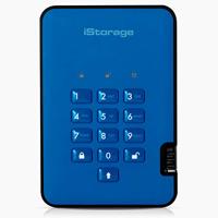 iStorage diskAshur2 SSD 128GB Blauw - Veilige draagbare Solid State Drive - Beveiligd met een wachtwoord - Stofdicht en waterdicht - Hardwarematige versleuteling - thumbnail