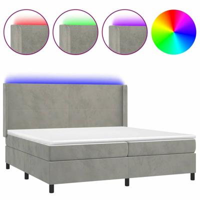 Boxspring met matras en LED fluweel lichtgrijs 200x200 cm