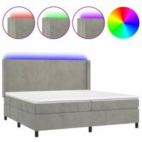 Boxspring met matras en LED fluweel lichtgrijs 200x200 cm - thumbnail