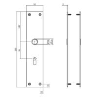 Intersteel renovatieschild rechthoekig 250x55x2mm sleutelgat 56mm - RVS/mat zwart - thumbnail