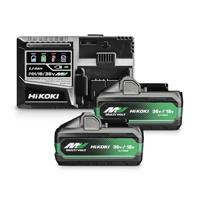 Hikoki UC18YSL3WHZ Booster Pack | 2 x Multi-Volt BSL38A18X Accu&apos;s 5Ah 18V / 2,5Ah 36V + snellader UC18YSL3 - thumbnail