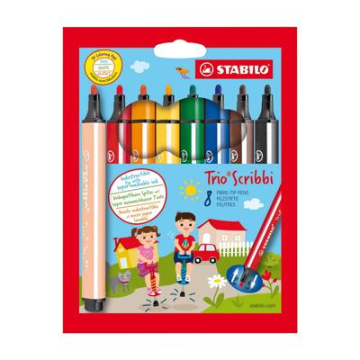 STABILO Trio Scribbi viltstift Bold Multi kleuren 8, 1 STABILO Trio Scribbi viltstift Bold Multi kleuren 8, 1