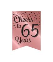 Verjaardagsslinger Vaandel 65 Jaar Roze/Zwart (6m) - thumbnail