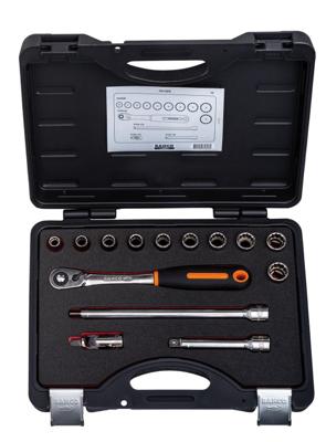 Bahco Doppenset 1/2" | slanke ratel | twaalfkant | metrisch - 14-delig - koffer - 7814DS