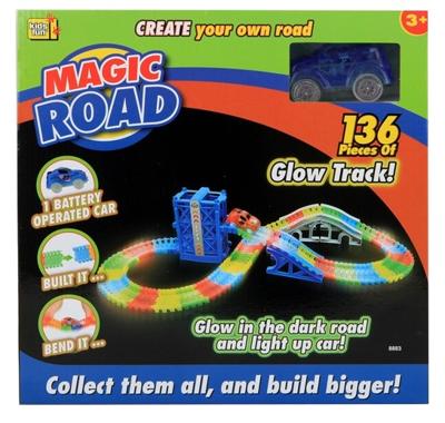 Kids Fun Magic Road autobaan glow in the dark 136 delig blauw Kids Fun Magic Road autobaan glow in the dark 136 delig blauw