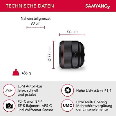 Samyang 85mm f/1.4 AF Canon EF-mount objectief