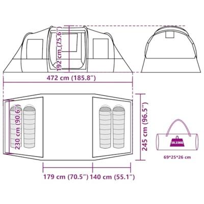 VidaXL Tunneltent 4-persoons waterdicht olijfgroen