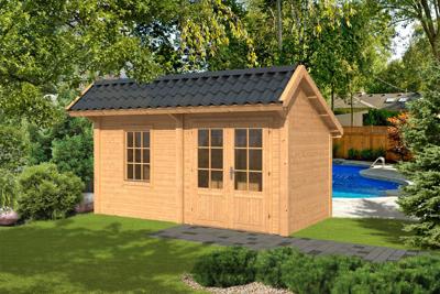 Tuindeco Bergen L Kapschuur type 4 468x306 cm Lariks/Douglashout blank- Kapschuurdak- Onbehandeld lariks Douglas hout- Tuindeco