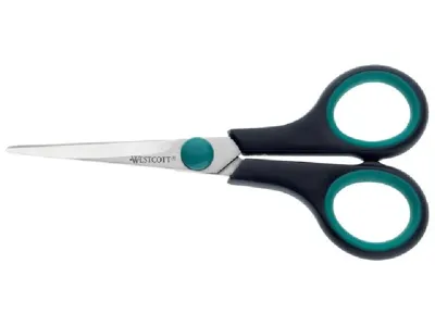 Westcott schaar Softgrip 14 cm, symmetrische ogen, blauw/zwart