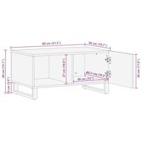 Salontafel 80x50x40 cm massief mangohout zwart - thumbnail