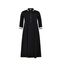 Yoek jurk met contrastbies zwart - thumbnail