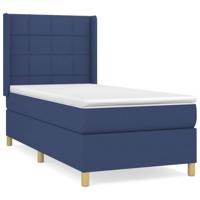 Boxspring met matras stof blauw 90x190 cm - thumbnail