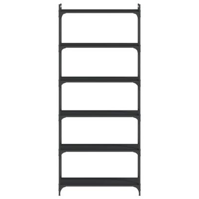 Boekenkast 6-laags 80x30x188 cm bewerkt hout zwart