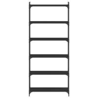 Boekenkast 6-laags 80x30x188 cm bewerkt hout zwart - thumbnail
