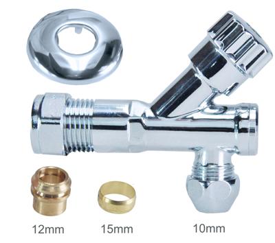 Wiesbaden Chroom hoekstopkraan + filter 12/15 mm x 10 knel