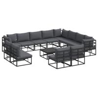 Tuinbankenset met kussen 13 pcs Zwart Aluminium - thumbnail