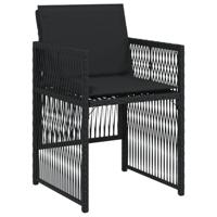 Tuinstoelen 4 st met kussens poly rattan zwart - thumbnail