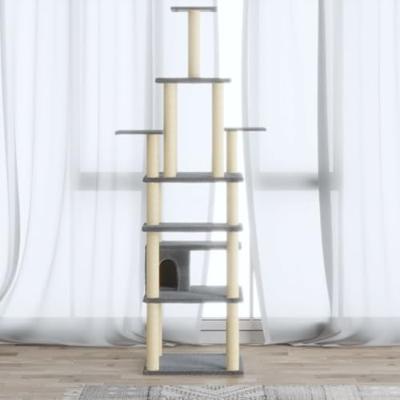 VidaXL Kattenkrabpaal met sisal krabpalen 183 cm lichtgrijs