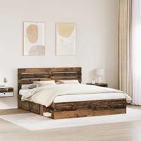 Bedframe met hoofdeinde Oudhout 200 x 200 cm Massief grenenhout - thumbnail