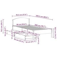 Bedframe zonder matras massief grenenhout wit 90x200 cm - thumbnail