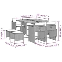 9-delige Tuinset met kussens poly rattan beige - thumbnail