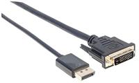 Manhattan kabel (DisplayPort-stekker naar DisplayPort-stekker) DP 1.2a op DVI D 24+1 3m zwart zwart - thumbnail