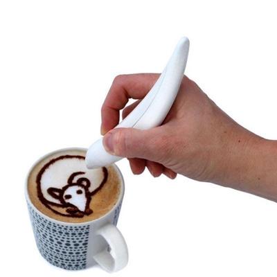 Nieuwe elektrische Latte Art pen voor koffie cake pen voor Spice cake versieren pen koffie carving pen bakken gebak tools (wit)