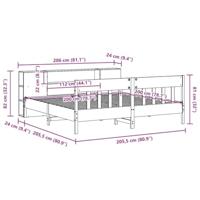 Bed met boekenkast zonder matras grenenhout wasbruin 200x200 cm - thumbnail