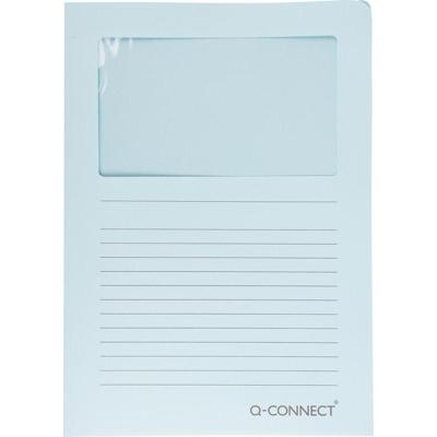 Q-CONNECT L-map met venster, 120 g/m², A4, pak van 100 stuks, lichtblauw
