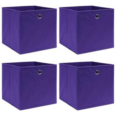 VidaXL Opbergboxen 4 st 32x32x32 cm stof paars