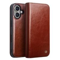 Qialino iPhone 16 Plus hoesje - Leren bookcase - Bruin - thumbnail
