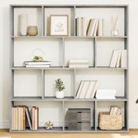 Boekenkast 132x29x141,5 cm bewerkt hout betongrijs - thumbnail