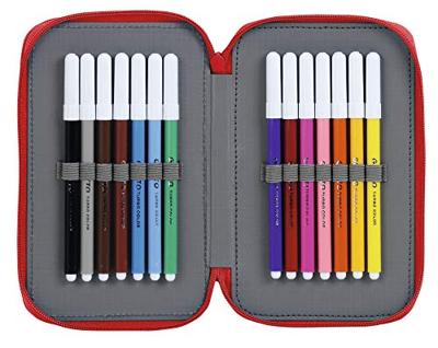 Dubbele etui Real Sporting de Gijón Wit Rood 12.5 x 19.5 x 4 cm (28 Onderdelen)