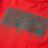 Kindershirt met lange mouwen fietsprint 128 rood - thumbnail