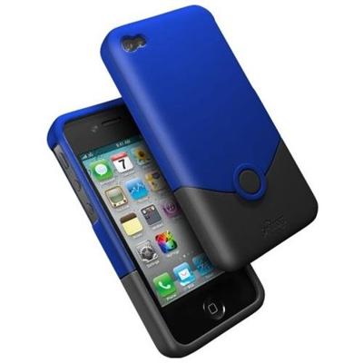iFrogz iPhone 4 Luxe Originele Hoes Blauw-Zwart Polycarbonaat 2 Schaal Fluweelkleurig Gevoel Metallic Effecten Intensieve Kleur