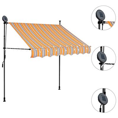 VidaXL Luifel handmatig uitschuifbaar met led 150 cm geel en blauw