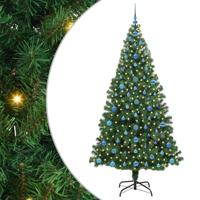 VidaXL Kunstkerstboom groen 210 cm pvc en staal en kunststof - thumbnail