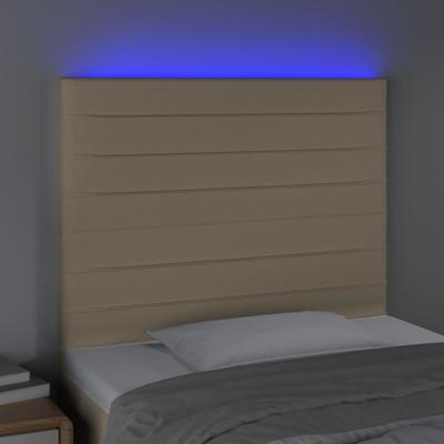 Hoofdbord LED 200x5x118/128 cm stof crèmekleurig - thumbnail