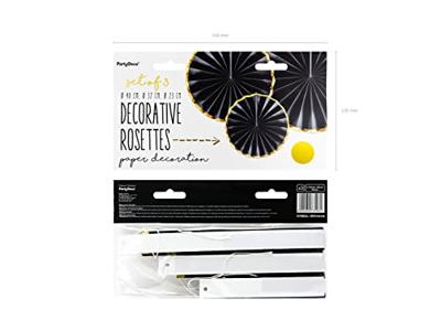 Decoratieve Rozetten Zwart Met Gouden Rand (3st)