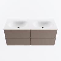 MONDIAZ VICA 120cm badmeubel onderkast Smoke 4 lades. Wastafel MOON dubbel zonder kraangat, kleur Talc. - thumbnail
