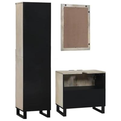Badkamermeubelset met lade met plank 3 pcs Wit Bewerkt hout