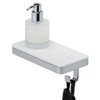 Planchet met Zeepdispenser en Handdoekhaak Geesa Frame Wit Chroom - thumbnail