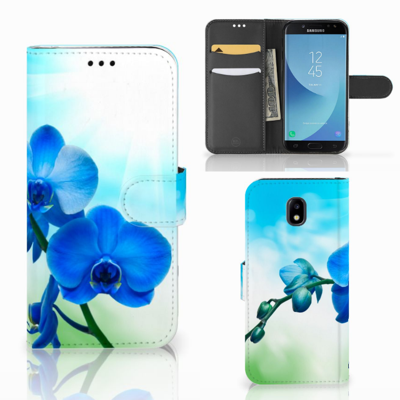 Samsung Galaxy J5 2017 Hoesje Orchidee Blauw - Cadeau voor je Moeder Samsung Galaxy J5 2017 Hoesje Orchidee Blauw - Cadeau voor je Moeder