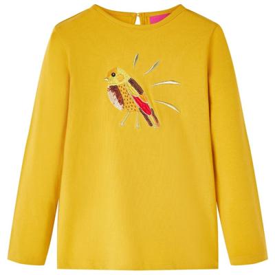 VidaXL Kindershirt met lange mouwen 128 donker okerkleurig
