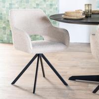 Eleonora Draaibare Eetkamerstoel 'Fabio' Bouclé, kleur Beige - thumbnail